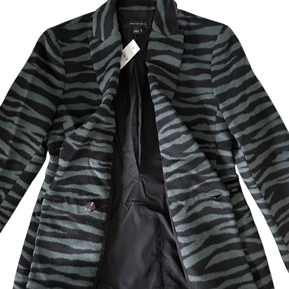 NWT Ann Taylor Zebra Print Long Double Breasted Wool Blend Blazer Size 6 - Picture 11 of 14